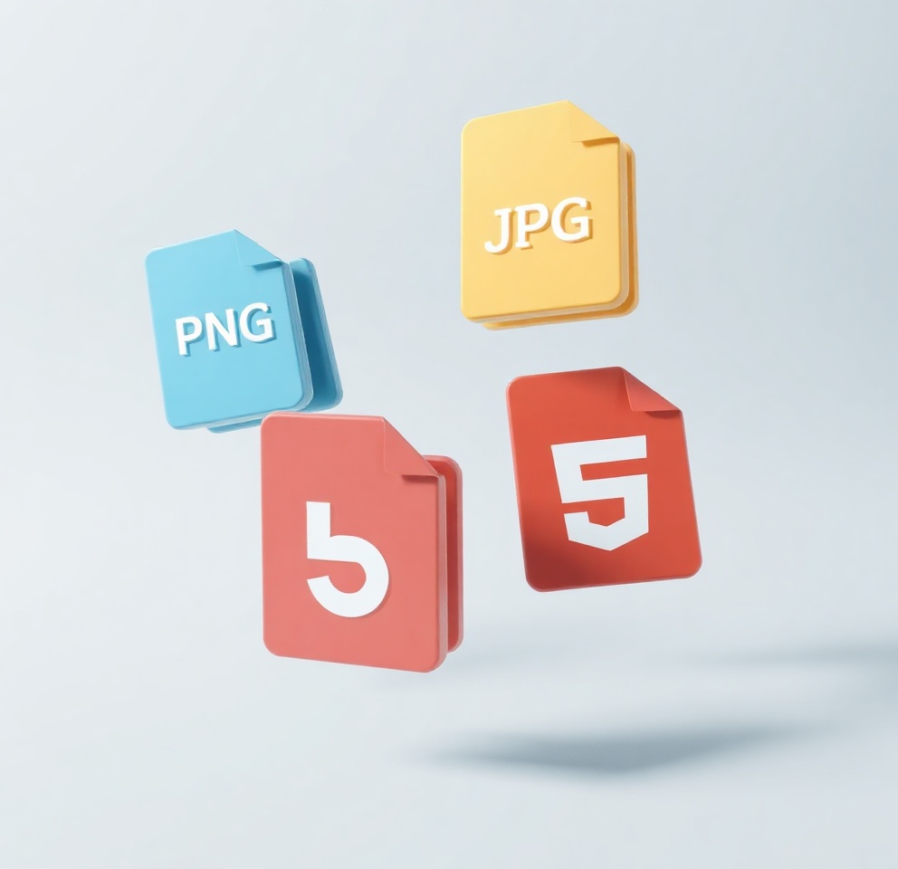 Vergelijking van vier exportformaten uit KleurFlow: CSS-code snippet, SVG-vector, PNG-raster en JPG-compressie, elk met dezelfde gradient 'Aurora Borealis'